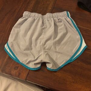 Gray and Blue Nike DRI-FIT Athletic Shorts